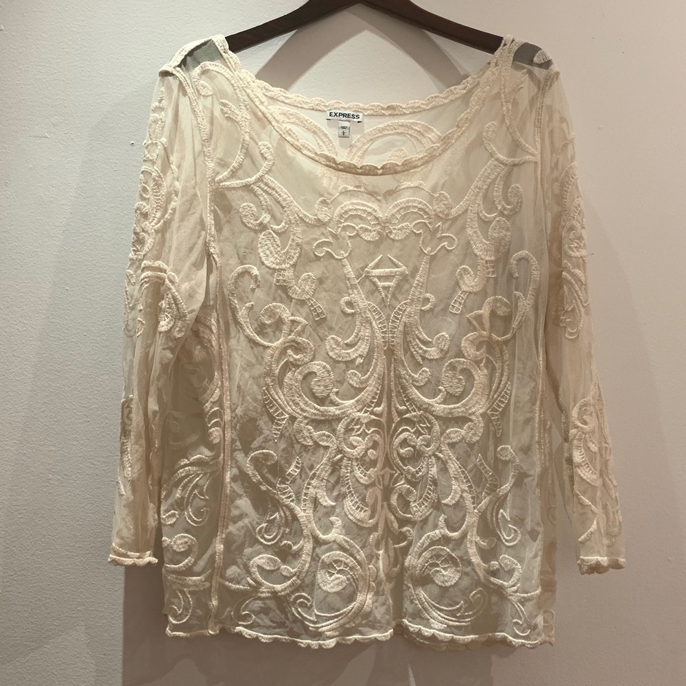 Express cream-colored lace top